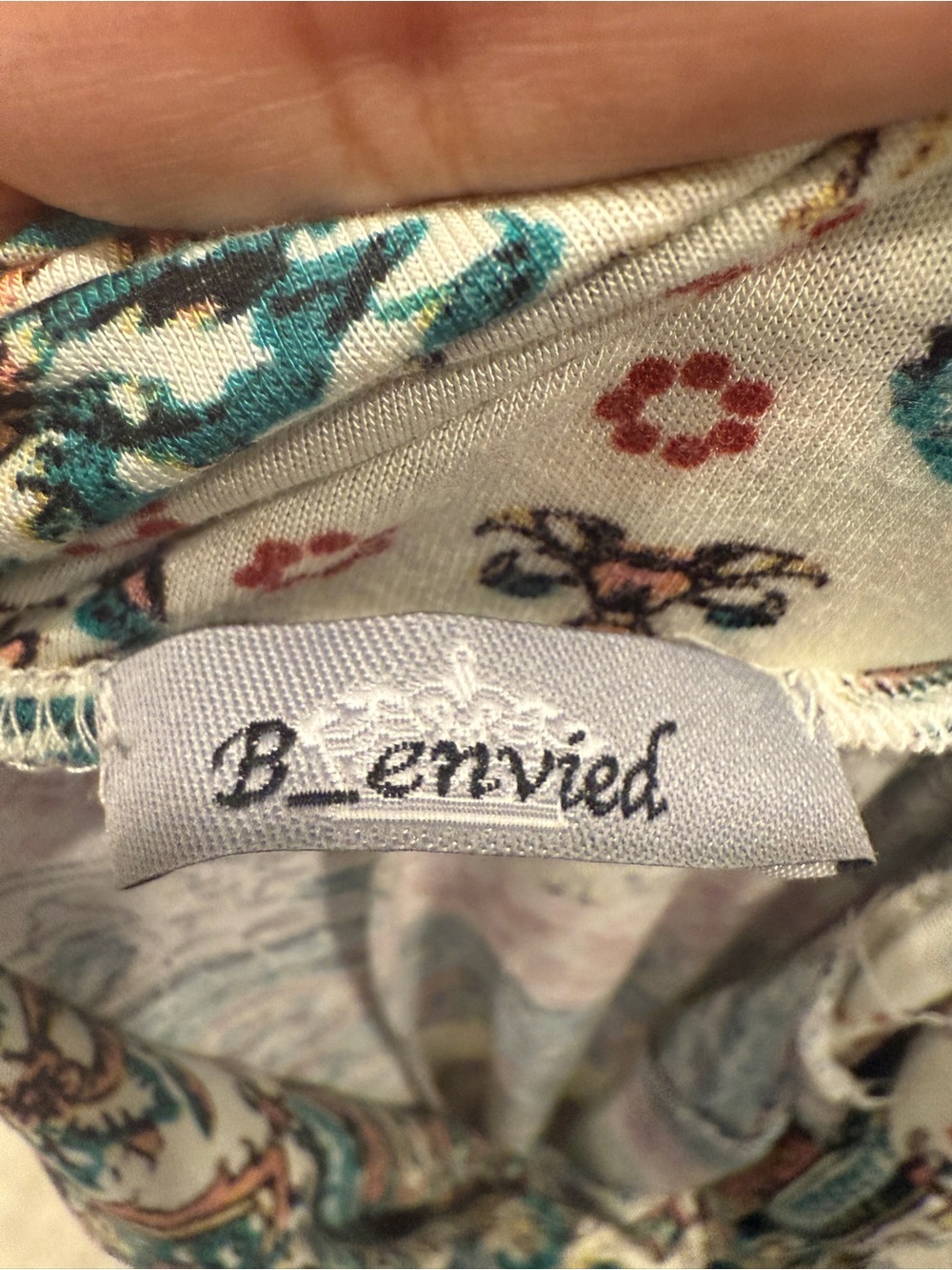 B_Envied Printed Bohemian Maxi Skirt in Cream with Teal and Pink Accents - Picture 3 of 3